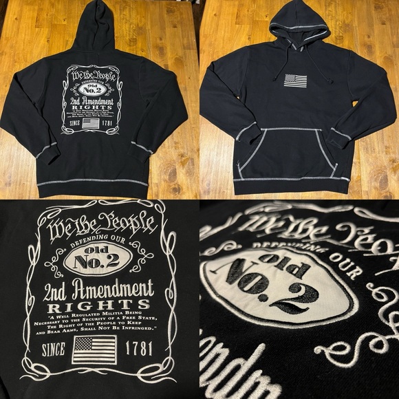Buck Wear men's We The People 2nd Amendment embroidered flag hoodie medium - Picture 1 of 10